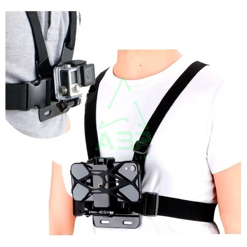 Suporte Cinta Peitoral Com Adaptador Para Celular E Gopro Motovlog