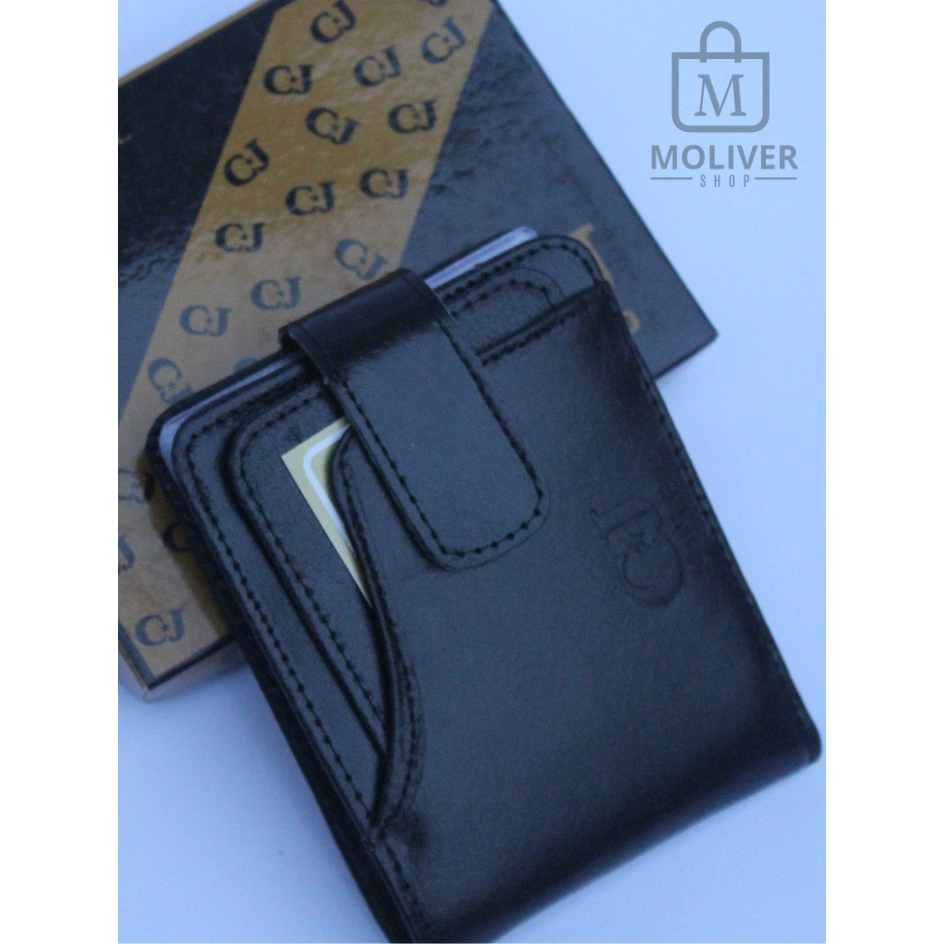 Carteira Masculina Couro Original Premium + Porta Cartões Com Fechamento com Botão