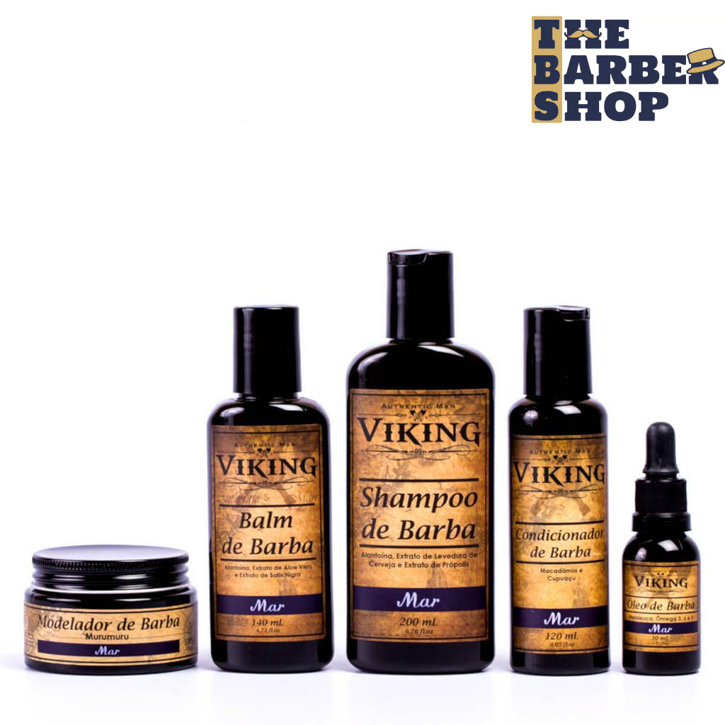 Kit Completo para Barba Viking Mar - Shampoo + Condicionador + Balm + Óleo  + Modelador