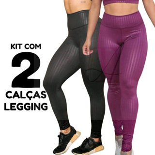Kit 2 Calça Legging 3D Academia de Cós Cintura alta Levanta Bumbum