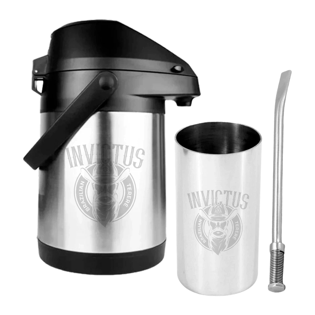 Kit Tereré Inox Garrafa Copo Bomba - Personalize Seu Nome