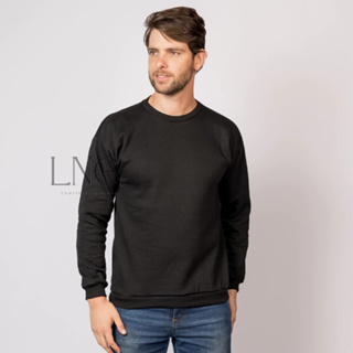 Moletom Masculino Sem Bolso Fechado Moleton Manga Longa Liso Blusa de Frio Masculina Sueter Casaco Inverno