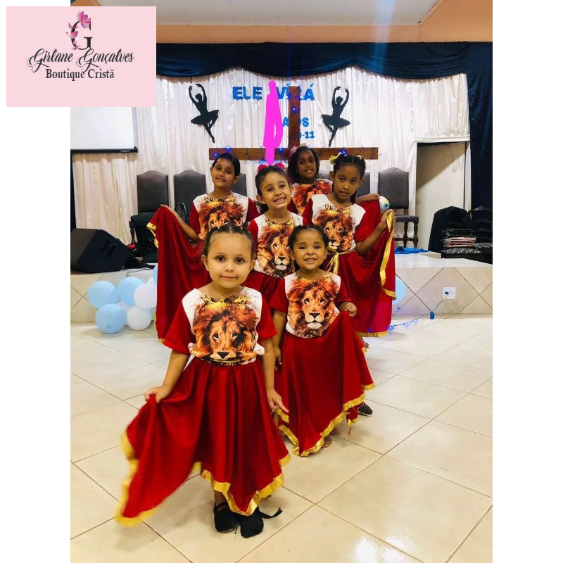 Saia Vestido De DanÇa Gospel Vermelho Blusas Para Coreografia