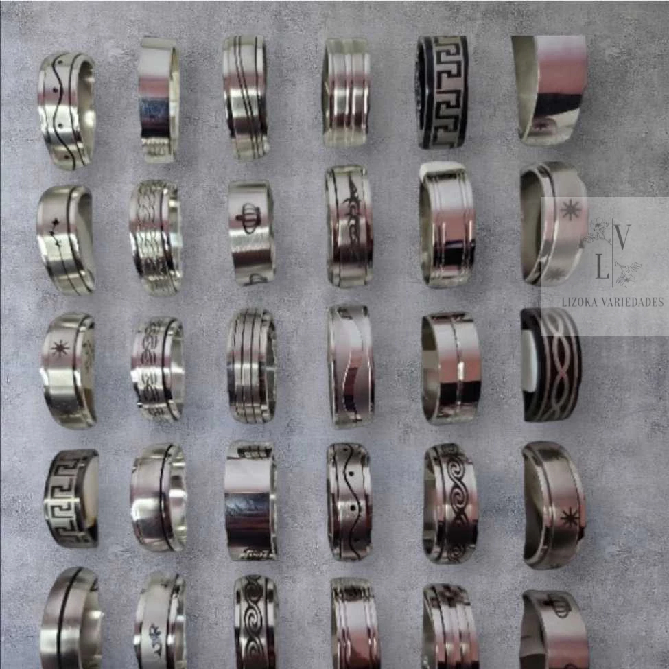 Atacado Anel em aço Inoxidável 100 anéis variados unisex masculino feminino inox