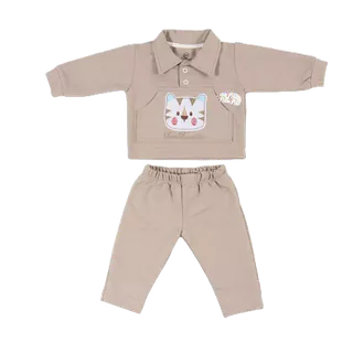 Conjunto Jardineira Moletinho e Body Gola Alta Bebê Menino Inverno Manga Longa Suedine Suave 100% Algodão 2Pçs Bebê Brin