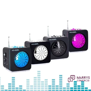 Mini Caixa De Som Portatil Ws-909RL Usb Mp3 Cartão Sd Radio Fm