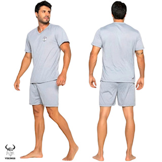 Pijama Masculino 070 Com Aplicação De Bordado Adulto Bermuda Com Camiseta Moderno em Oferta na Shopee