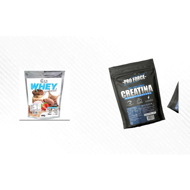 KIT CREATINA PRO FORCE MONOHIDRATADA 1KG + WHEY PROTEIN LION FORCE 900G