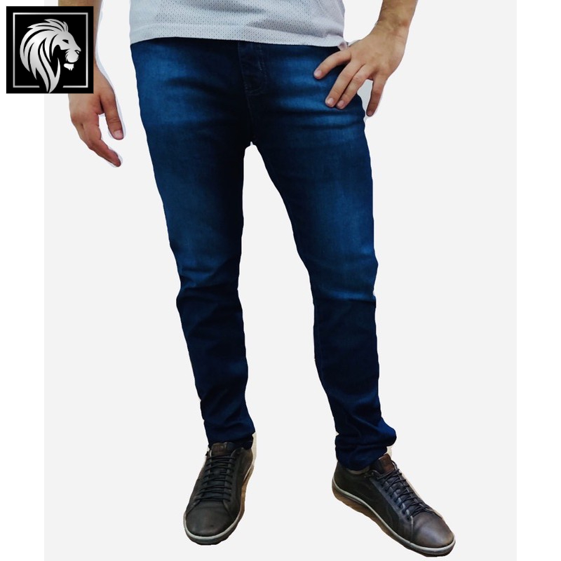 Calça Jeans Masculina SLIM FIT AZUL ESCURO COM USED - Elastano PREMIUM