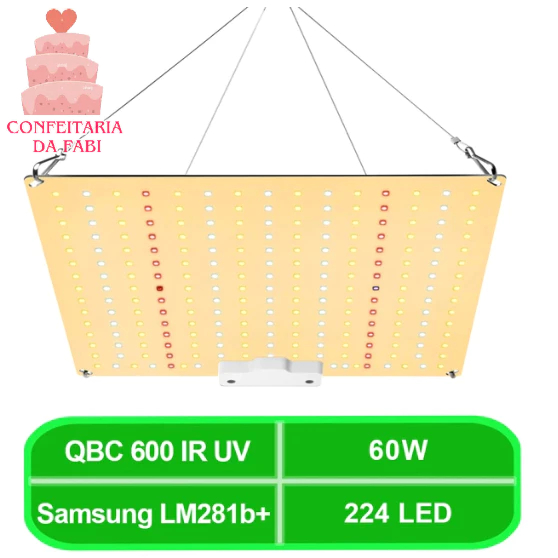 Samsung LM281B+ 60W Quantum Grow Light, Veg e Bloom, Espectro completo PPFD 335 umol/ms^2s