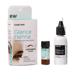 Henna Para Sobrancelha Glance Rare Way Profissional 3,5 g Castanho Claro + Fixador De Sobrancelhas