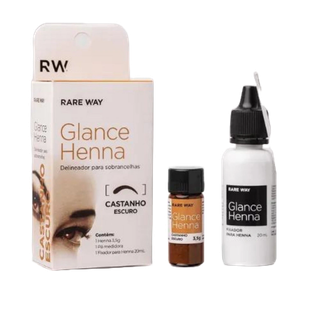 Henna Para Sobrancelha Glance Rare Way Profissional 3,5 g Castanho Escuro + Fixador De Sobrancelhas