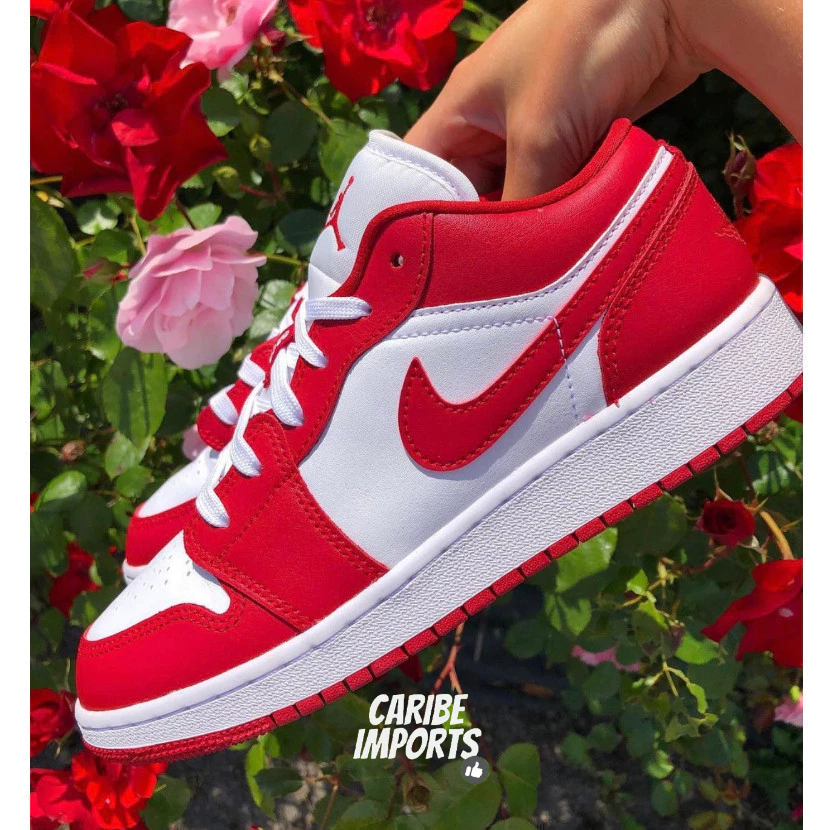 Tênis N1k Jordam 1 Low Court vermelho/Branco 34/43 Laranja /BrancoCano Baixo Feminino Masculino