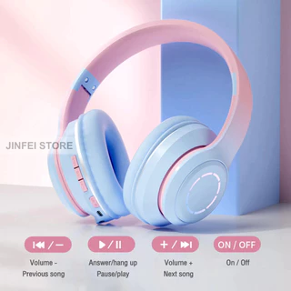 Sem fio gradiente com bluetooth fone de ouvido música, luz led fone de ouvido gamer LEF-1063 1062