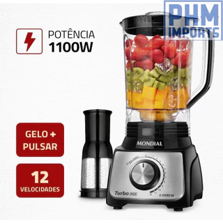Liquidificador Turbo, Mondial, Preto/Inox, 1100W, 110V - L-1100 BI