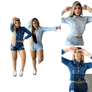 kit 2 Jaquetas Jeans Femininas Destroyed, Fashion E Estiloso