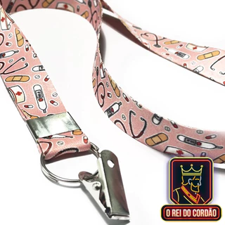 Cordão para crachá com o tema Enfermagem e Jacaré