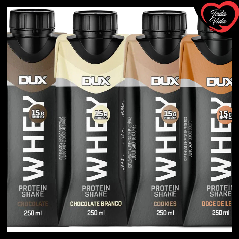 WHEY PROTEIN 4 SABORES SHAKE DUX 250ML | Shopee Brasil