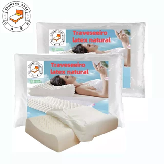 KIT 2 Travesseiros Látex tailândia natural importada para coluna cervical