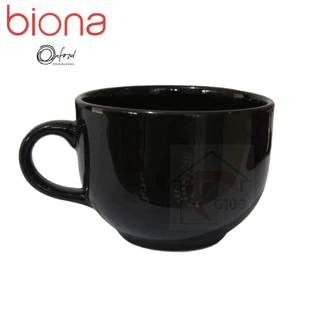 Caneca Jumbo 740 ml Xicrão Cerâmica Sopa/Caldo/Cereal - Preto - Oxford Biona