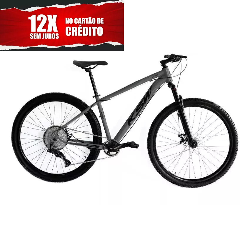 Bicicleta Bike Aro 29 KSW Alumínio MTB 12V K7 11x52 Dentes - Quadro C/ Cabeamento Superior Interno