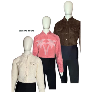 Jaqueta teddy Cropped Curto Feminino FABRICAÇÃO PRÓPRIA