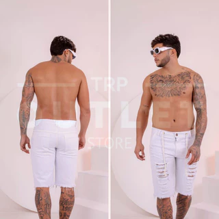 Bermuda Masculina em Jeans Branco Estilo Elegante e Versátil