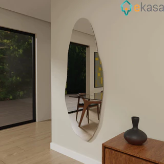Espelho Orgânico 115cm x 60cm E05 Decorativo Lançamento Lapidado Salão Quarto Banheiro Sala Luxo