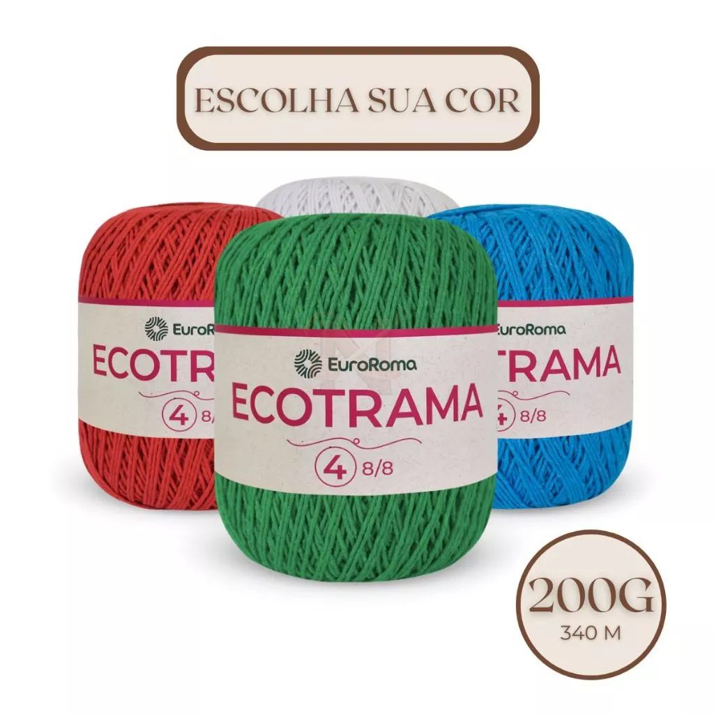 Barbante Crochê Euroroma N° 4 Ecotrama 200g Diversas Cores | Shopee Brasil
