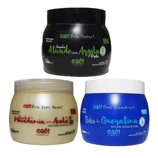 Cronograma Capilar kit com 3 máscara tratamento eaê cosmeticos