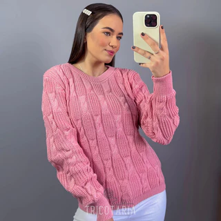 Blusa de Frio Feminina Trico Fang Blogueira Manga Longa Inverno