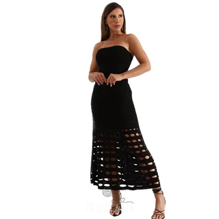 Vestido Modal Tomara que Caia Feminino Tricot MIDI Verão