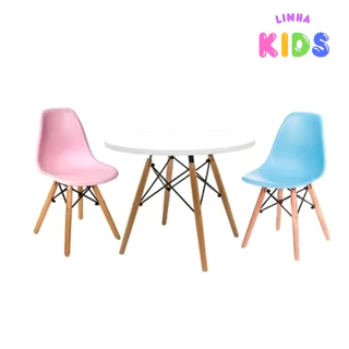 KIT MESA BRANCA INFANTIL 60CM + 2 CADEIRAS