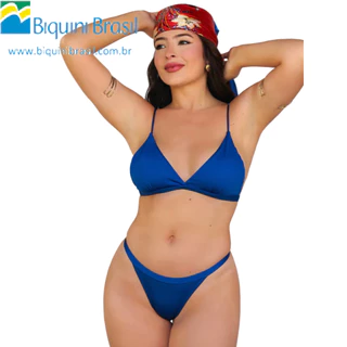 Biquini Brasil Conjunto Top Triangulo Com ajuste nas alças , Calcinha de tira Com elastico interno