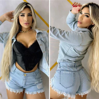 jaqueta Feminina Jeans Clara Detonada, Shop Moda