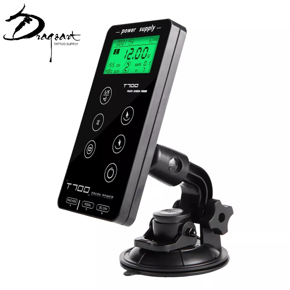 Fonte para Máquinas de Tatuagem T700 Visor Touch LCD Com Suporte de Ventosa Dragoart
