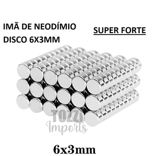 50pcs. Imã De Neodímio 6x3 Redondo Disco 6mm X 3mm N35 SUPER FORTE