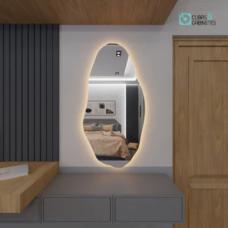 Espelho Orgânico Com Led 115cm x 60cm E05 Lançamento Quarto Sala Hall Banheiro Salão Promoção