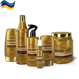 Banho de Verniz Kit Profissional Completo 6 Itens Forever Liss Brilho, Hidratação e Reconstrução
