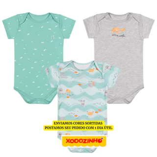 BODY KIKO BABY - KIT COM 3 UNIDADES - 100% ALGODÃO