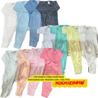 CONJUNTO BODY E CALÇA - 4 BODY E 4 CALÇA VIRA PÉ - TECIDO CANELADO 100%ALGODÃO