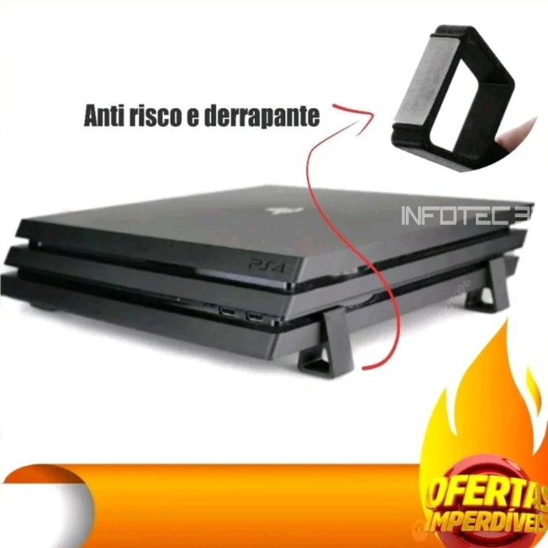 Kit 4 Suporte Pezinho Console Playstation Ps4 PRO - Posição Horizontal