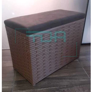 Puff Baú Decorativo Estofado Tecido Com Fibra Sintética Reforçado 60x30x45 multi uso