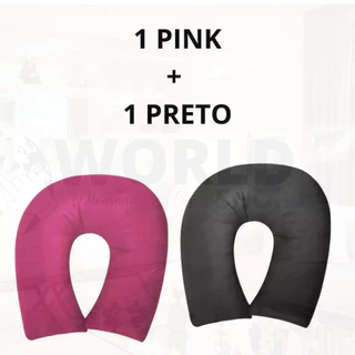 Kit 02 Almofadas Protetor De Pescoço Descanso Luxos Lindos Viagens Leitura Adulto Cores Pink