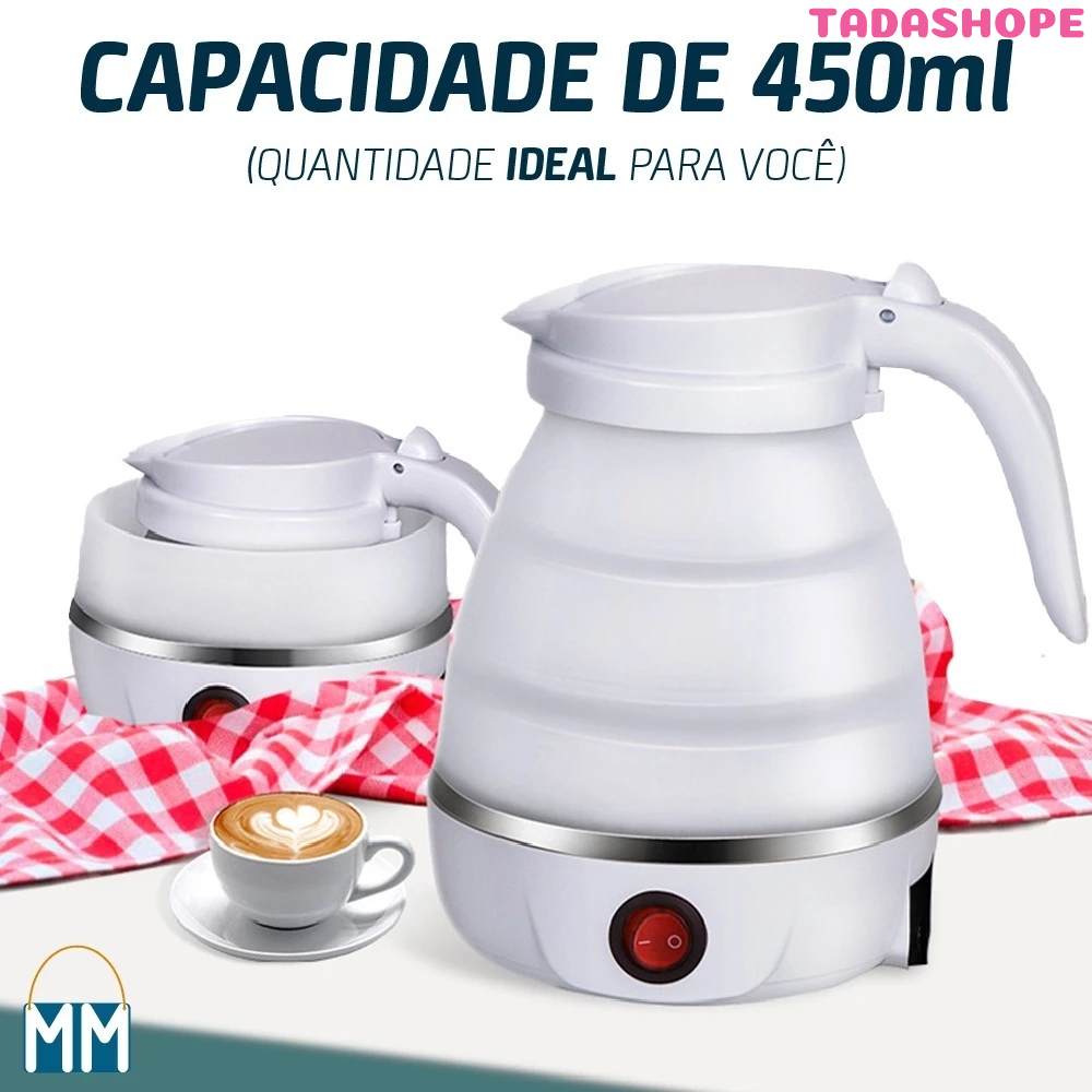 Jarra Chaleira Elétrica Dobrável Silicone Viagens Portátil TADASHOPE