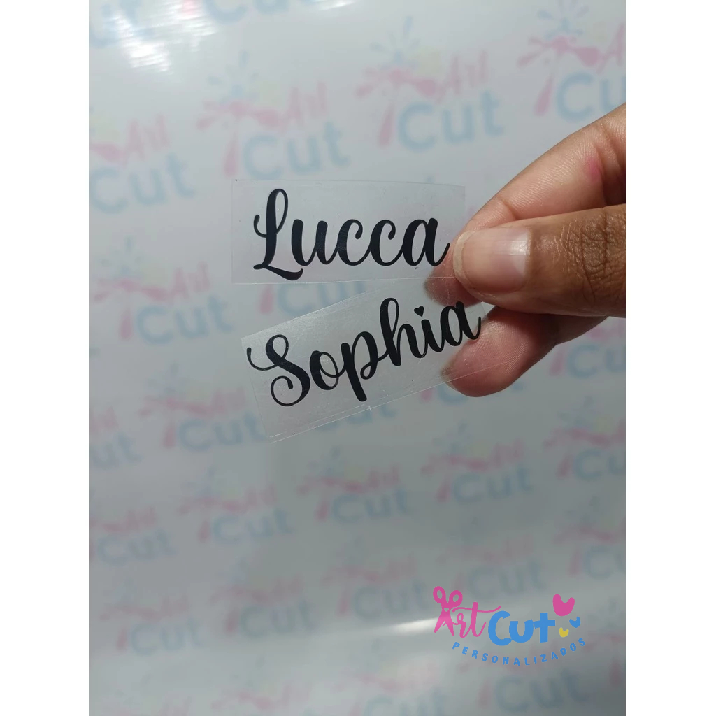 Adesivo nome personalizado termocolante para roupa - cor preto ( filme ...