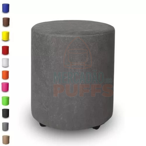 Puff Banqueta Redondo Decorativo Suede Corino Decoração Conforto Assento