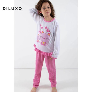 Pijama Longo Infantil Poá Feminino Inverno em Oferta na Shopee