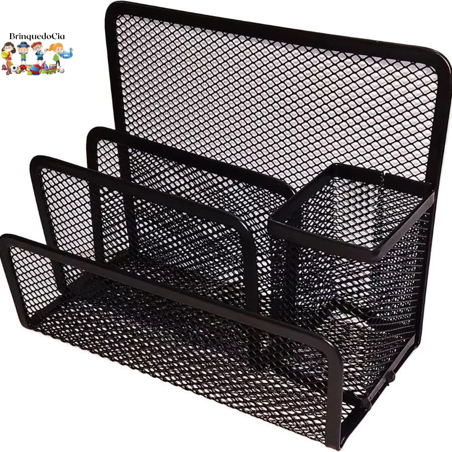 Porta caneta e suporte ( Partes com 3 Aberto +1 Porta) Organizadores de Mesa Preto