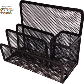 Porta caneta e suporte ( Partes com 3 Aberto +1 Porta) Organizadores de Mesa Preto